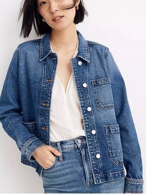 Madewell Denim Ashwood Chore Coat in Freemont Wash Classic Sz Medium Blue #AI155